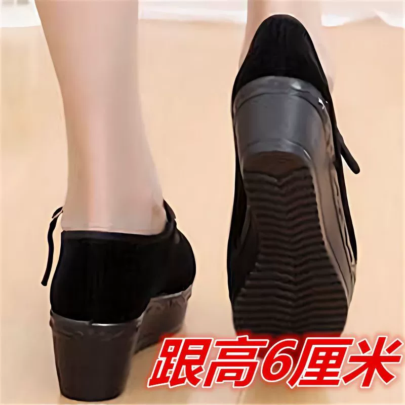 Бархатная женская обувь на платформе Old Beijing, черная обувь на толстой подошве, Рабочая обувь на высоком каблуке, танцевальная обувь на высоком каблуке для мам