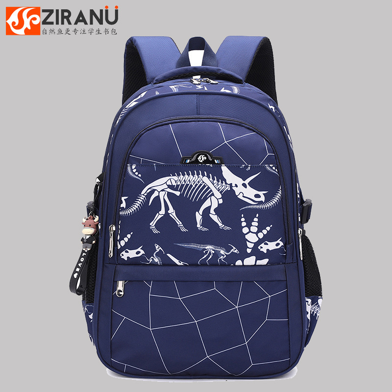 Natural Fish Cross-border Schoolbag for Primary and Secondary School Students Boys Large Capacity Dinosaur Foreign Trade Explosions Trendy Backpack