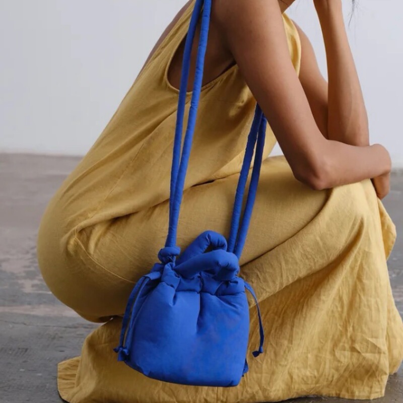 Spring and Summer New Style Cotton-Filled Nylon Shoulder Crossbody Bag for Women, Soft and Lightweight Pleated Backpack with Drawstring, Small Handbag