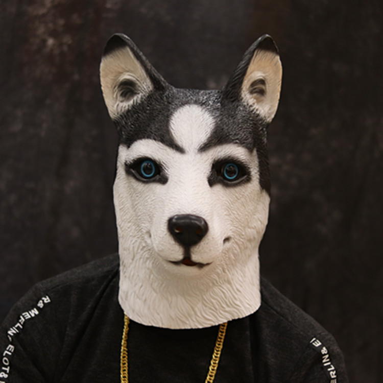 Husky máscara tocado Halloween Masquerade cachorro Husky perro cabeza accesorios de juego