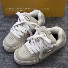 复古翻毛皮低帮板鞋子2025年春季新款日系ins超火百搭休闲面包鞋