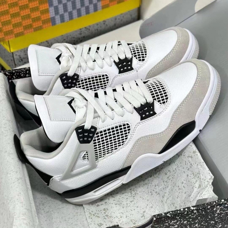 Putian 신발 순수 오리지널 새로운 AJ4 화이트 시멘트 DH6927 전기 여성 트렌디한 남성과 여성을 위한 미드 하이 탑 복고풍 농구화