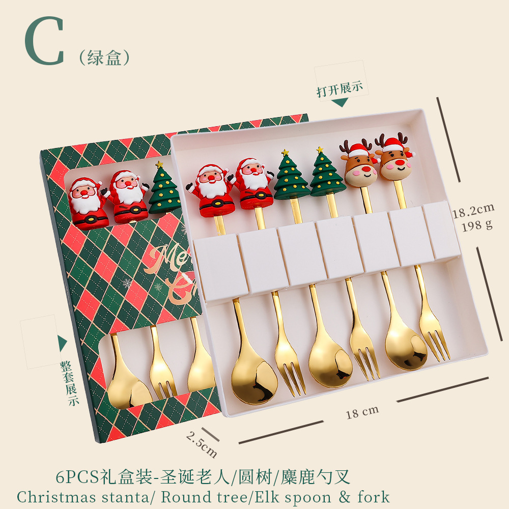 Cucharas nórdicas INS navideñas – cucharas doradas de postre o café de acero inoxidable