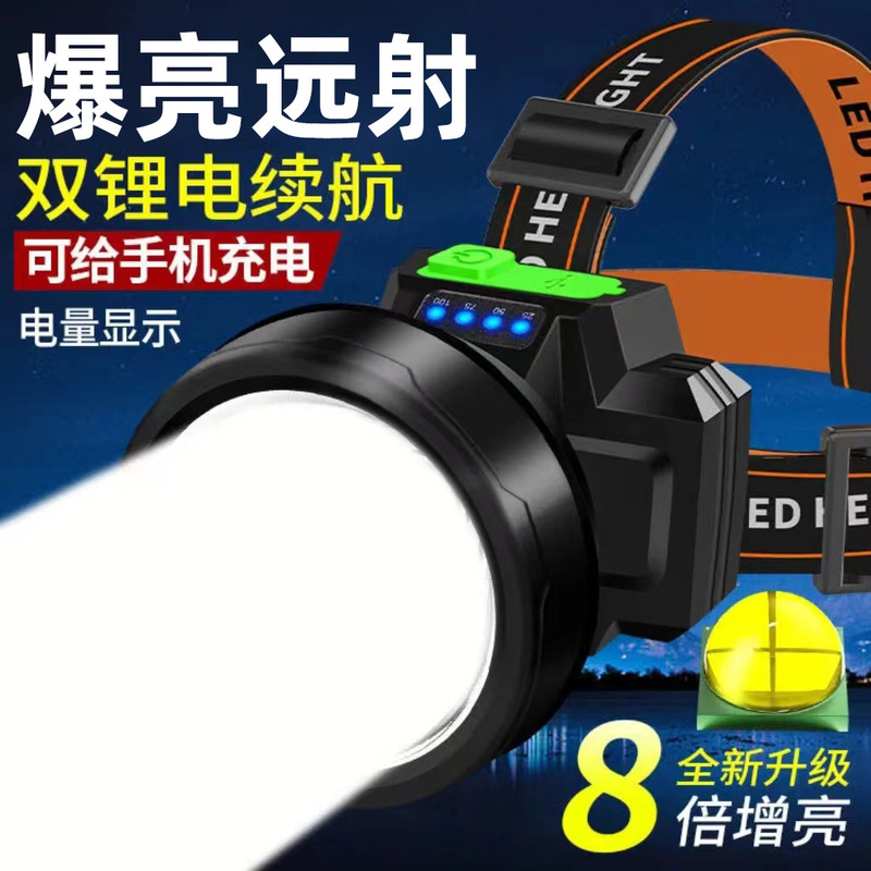 Strong Light Headlamp, Rechargeable, Outdoor, Ultra-Bright, Long-Range, Head-Mounted, Dual Lithium Battery, Ultra-Long Battery Life, Flashlight, Night Fishing, Mining Lamp Strong Light Headlamp, Rechargeable, Outdoor, Ultra-Bright, Long-Range, Head-Mounted, Dual Lithium Battery, Ultra-Long Battery Life, Flashlight, Night Fishing, Mining Lamp