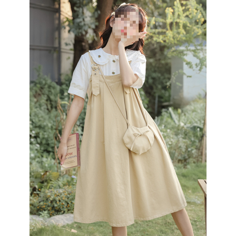 Japanese-Style College Sweet Outfit Dress Cute Girl Age-Reducing Suspender Dress Elegant Slimming First Love Dress Summer