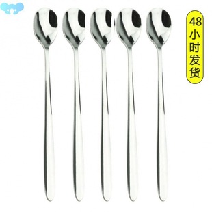 5Pcs Long Handled Stainless Steel Coffee Tea Dessert Ice Cross-Border