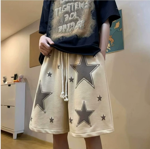 Design summer thin trend shorts for men and women, sports trousers for leisure, American style, print, trend of season, oversize