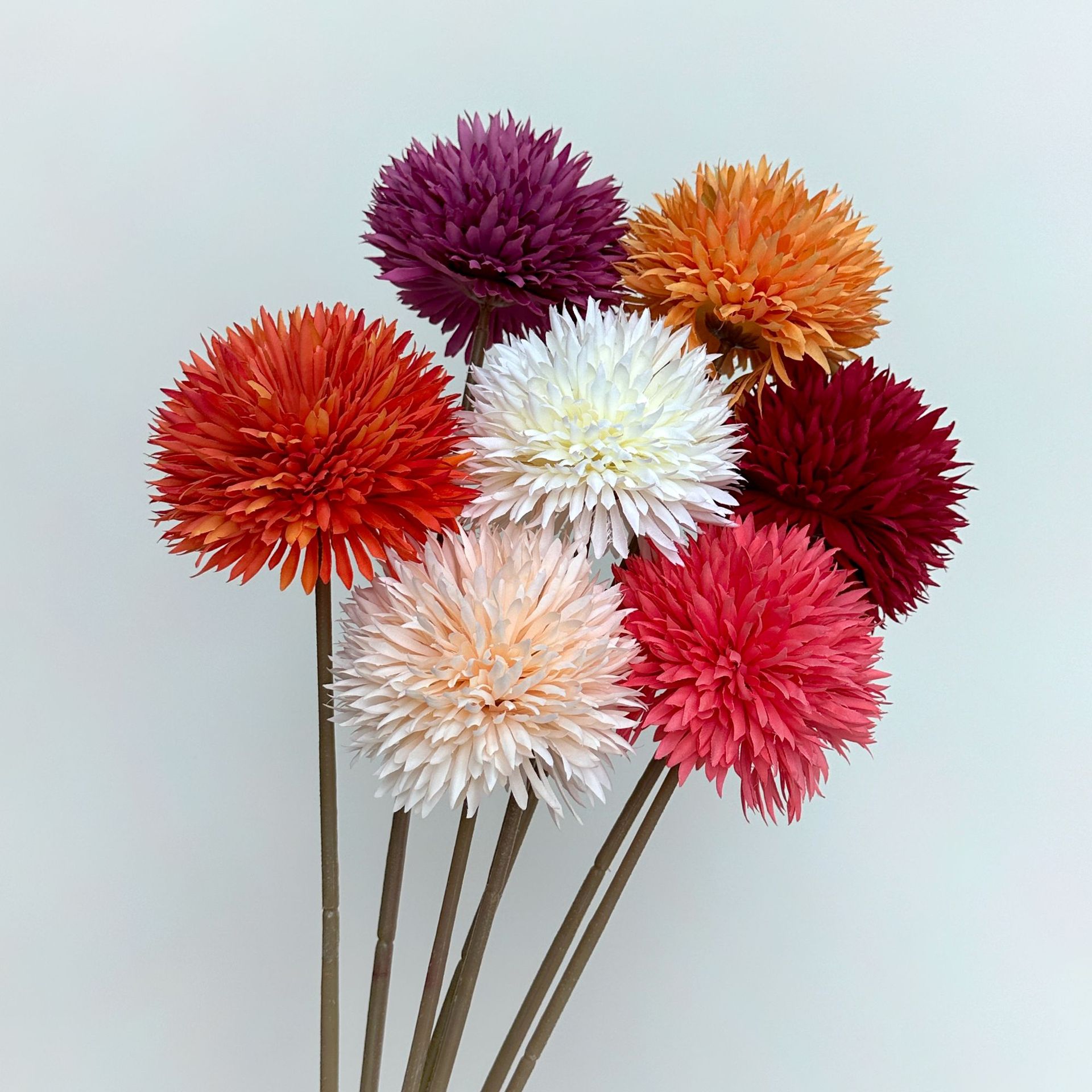 New Simulated Autumn Color Large Ball Chrysanthemum Silk Flower Chive Ball Home Living Room Decoration Wedding Floral Arrangement Fake Flower Ball Chrysanthemum