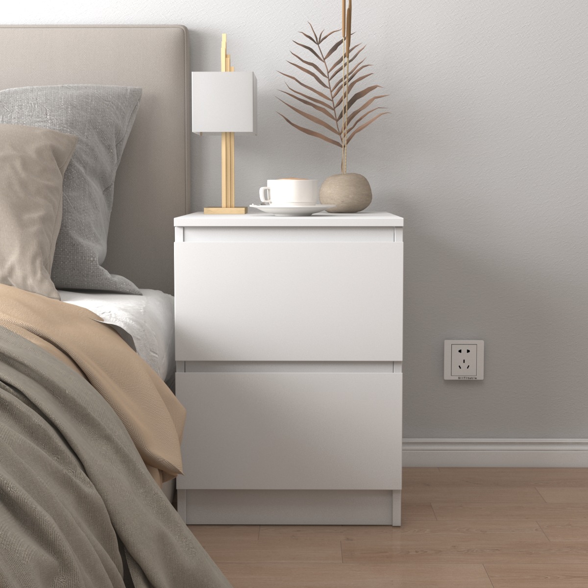 现代简约家用小型实木卧室床边柜子 出租房用简易储物柜