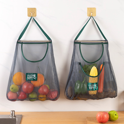 Lazy corner fruit and vegetable hanging bag kitchen wall-mounted garlic head net bag onion ginger storage bag fruit and vegetable net bag