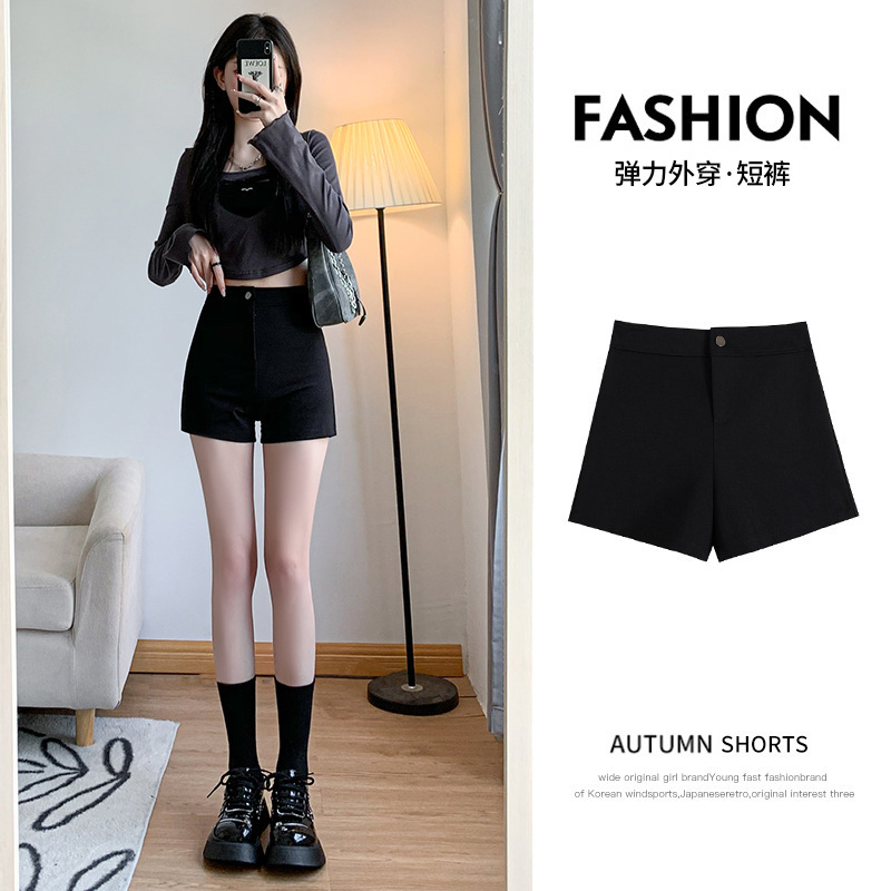 Black Shorts for Women 2024 New Spring & Fall Outer Wear High-waisted Women's Group Bottoms Missing Sexy Tight Leggings Hot Pants