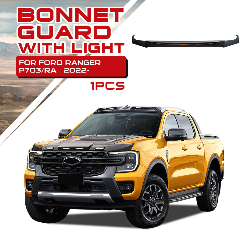 Adecuado para Ford Ranger, bloque de grava, lámpara de streamer modificada, bloque de arenisca, Ford Ranger Bonnet Guard
