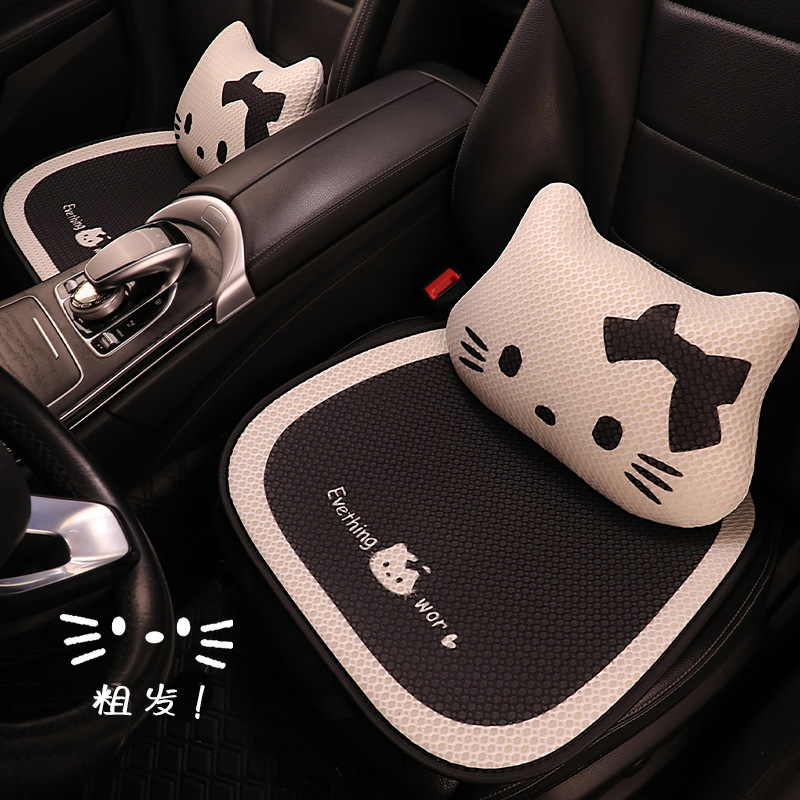 自動車座布団四季通用夏通気シートクッションかわいいアニメ氷糸シングルマットシート後部座布団|undefined