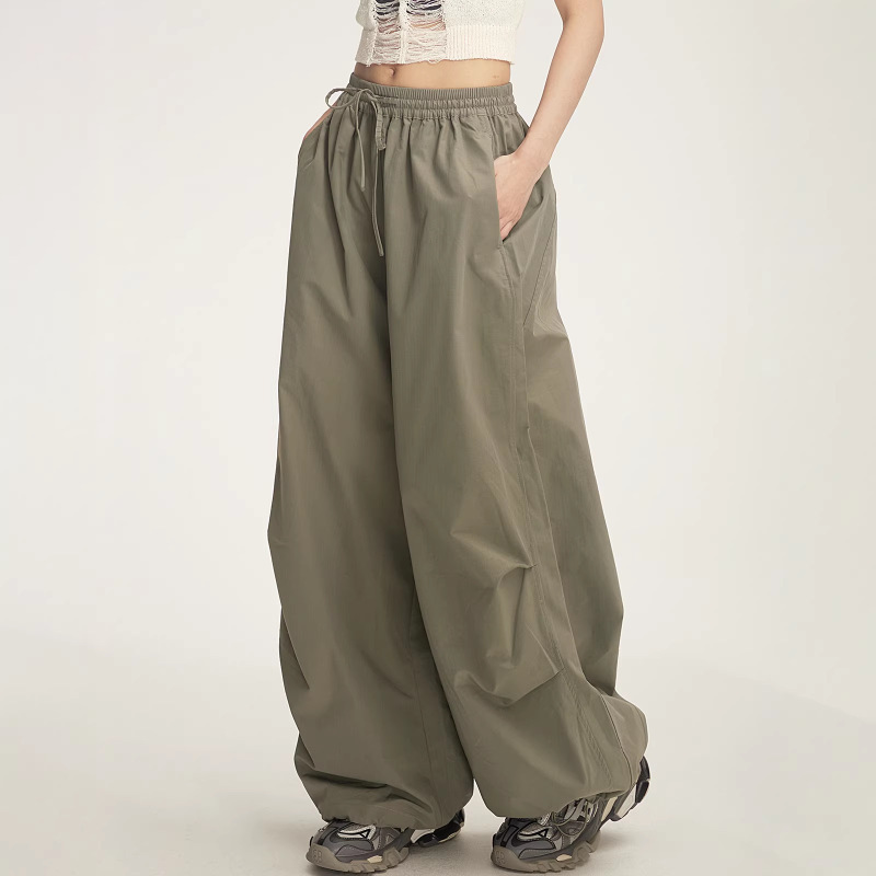 American-Style Casual Wide-Leg Sweatpants with Elastic Waist, Trendy Brand, Loose Fit, Versatile Air Pants, Parachute Pants, Cargo Pants American-Style Casual Wide-Leg Sweatpants with Elastic Waist, Trendy Brand, Loose Fit, Versatile Air Pants, Parachute Pants, Cargo Pants