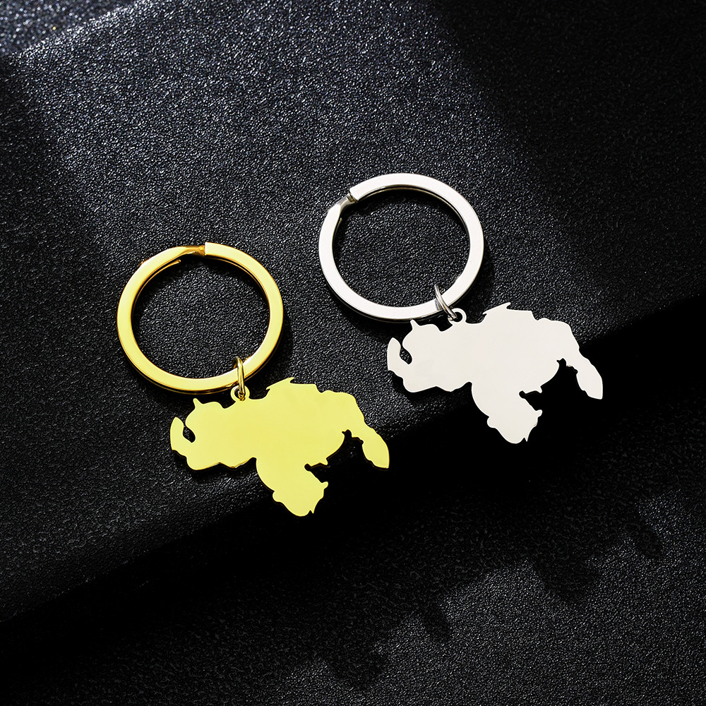 13g Weight Keychain Classification 201 Stainless Steel Material Map Pattern Simple Style Map Titanium Steel Unisex Keychain 3