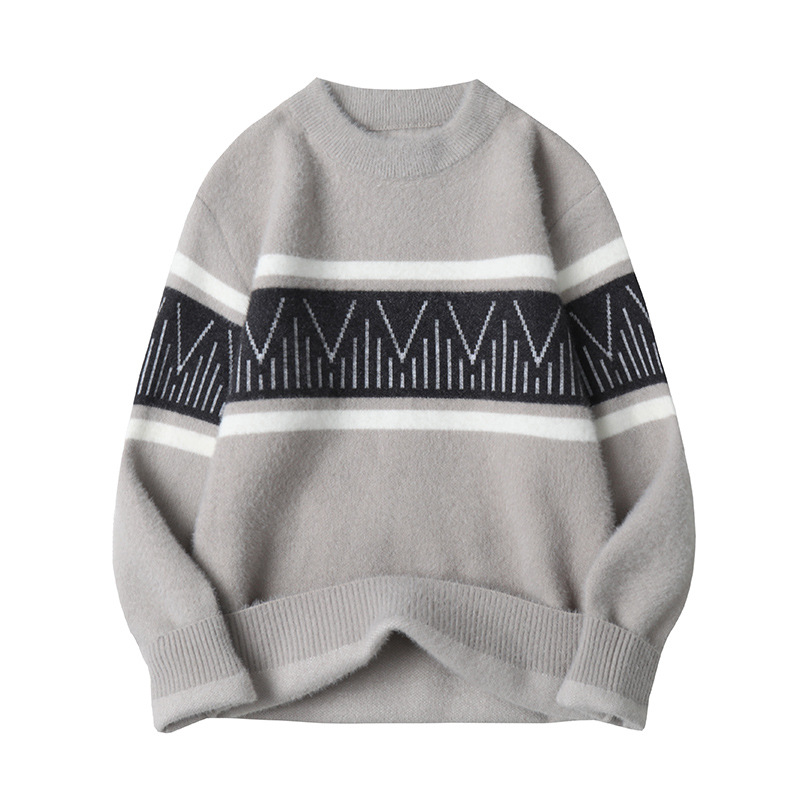 Weicher Pullover aus Nerzsamt für Herren, Herbst-Winter-Strickwaren mit verdicktem Rundhalsausschnitt für Teenager und Studenten, warmes Oberteil_voghion.com