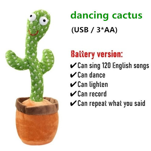 Cross-border Amazon bailando Twist cactus TikTok mismo encantador juguete de peluche que puede cantar y girar la grabación