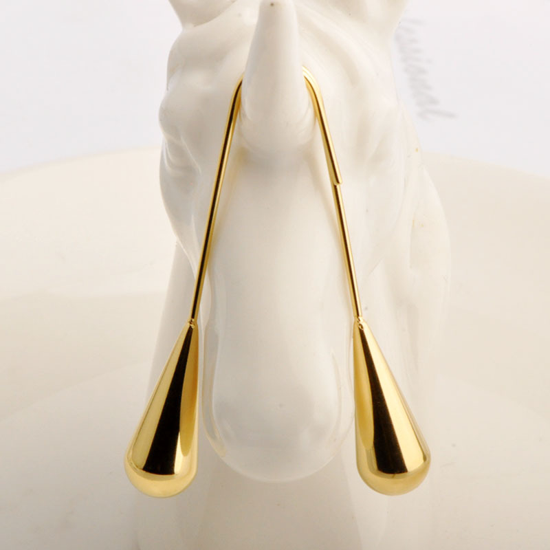 1 Pair Simple Style Water Droplets Titanium Steel Plating Drop Earrings display picture 4