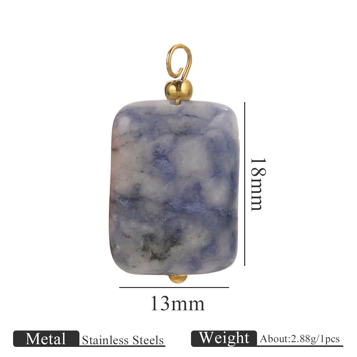 Piedra natural de acero inoxidable hecha a mano colgante colgante cuadrado DIY collar pendientes pulseras joyas accesorios al por mayor