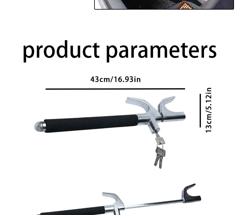 Car Steering Wheel Lock, Anti-Theft Lock, Small Car Front Lock, Safety Self-Defense Retractable Handlebar Lock, Anti-Theft Device
