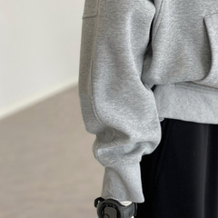 春秋2025年の新型の灰色の帽子のコートの女性の衛衣の百合の野球の服の上着の韓系の早春は着ます。