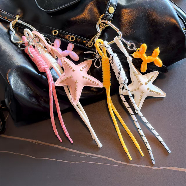 Transición fronteriza Miu Tie Wind Keychain original coreano hecho en casa colgante de arco de viento lindo fabricante de cuerda tejida a mano