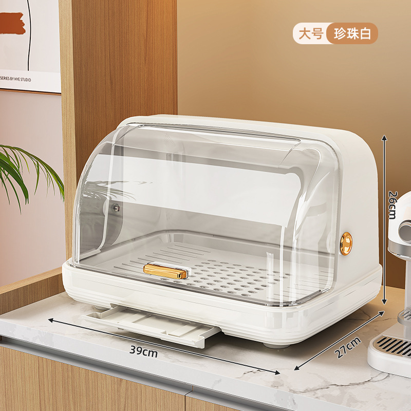 Caja de almacenamiento para biberones de bebé, caja de almacenamiento a prueba de polvo con cubierta, estante de secado para platos de bebé, taza de agua, estante de drenaje