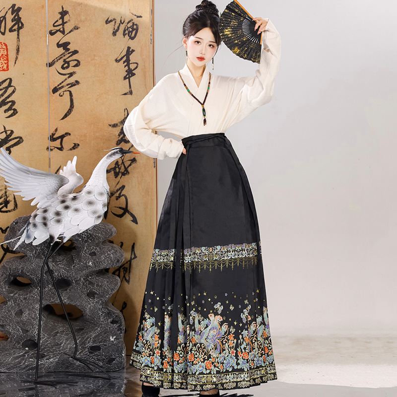 New Chinese style vest skirt women's suit woven gold makeup flower black red wedding dress autumn National style hanfu daily commuter