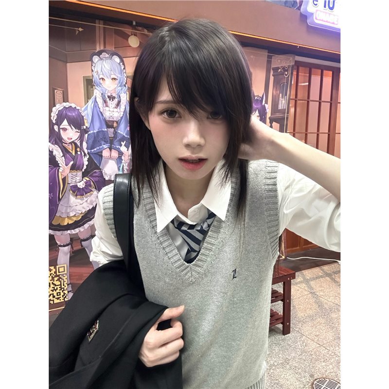 Suwon/JK Vest Original Genuine Japanese College Knitted Sweater Vest Cardigan Women's School for Autumn and Winter Fold