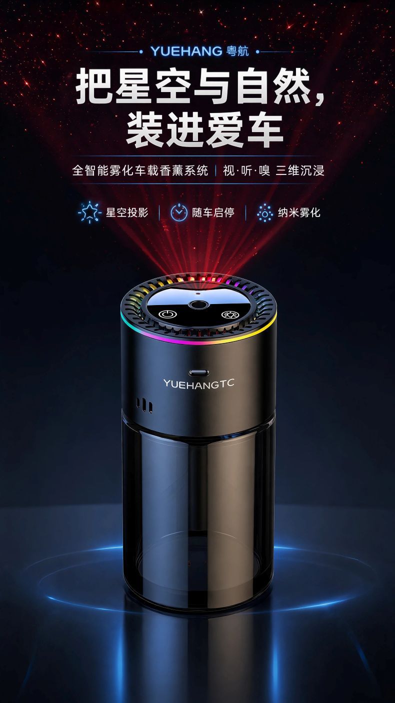 2026 Brand New Ai Intelligent Voice Control Car Aromatherapy Machine Automatic Spray Car Perfume Odor Removal Car Fragrance Factory