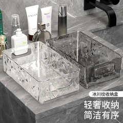 透明な氷河の紋様の収納箱の家庭用長方形の軽い豪華なプラスチックの箱のデスクトップの化粧品の客間の整理箱