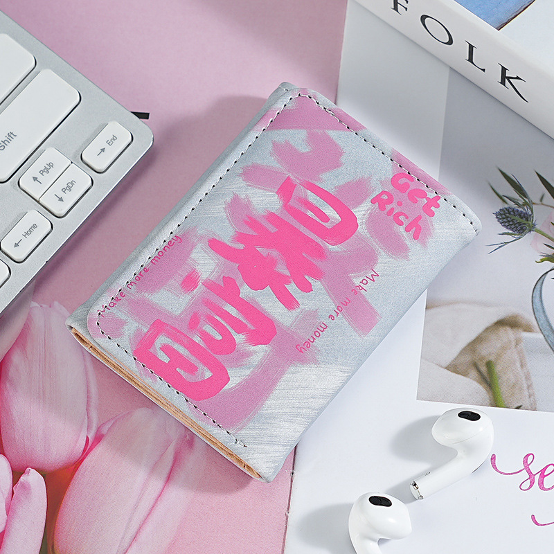 Bolsa de tarjetas de fortuna de Xiaoxian anti-damagnetismo tarjeta de conducir cubierta de tarjeta bancaria nueva bolsa de tarjetas de tres plegables patrón de impresión en stock