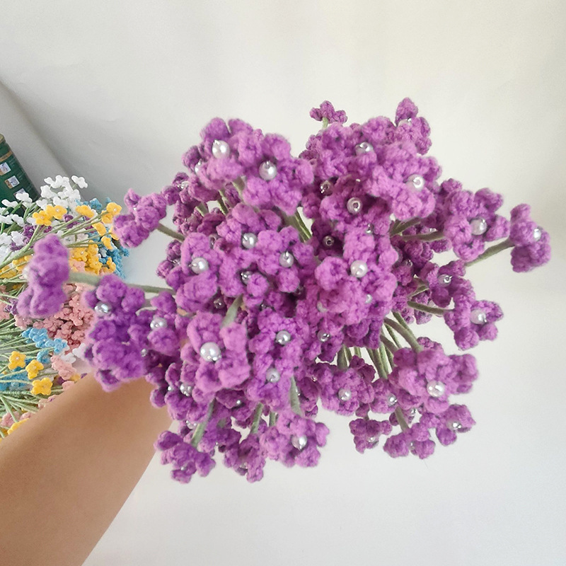 Nuevo ramo de flores de lana tejido a mano, producto terminado de flores de aliento de bebé, accesorios de boda de flores artificiales, venta al por mayor de fábrica en existencia