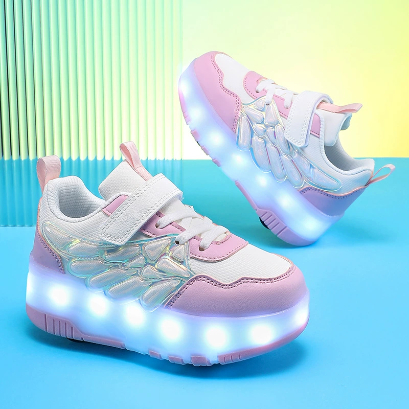 Детские модные неоновые светящиеся кроссовки, sneakers, ролики для мужчин и женщин