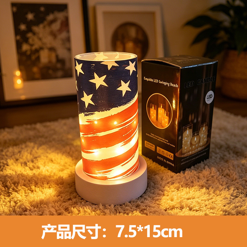 Explosiones transfronterizas LED adornos de lámpara de vela electrónica simulación de cumpleaños diseño de boda impresión UV lámpara larga personalizada