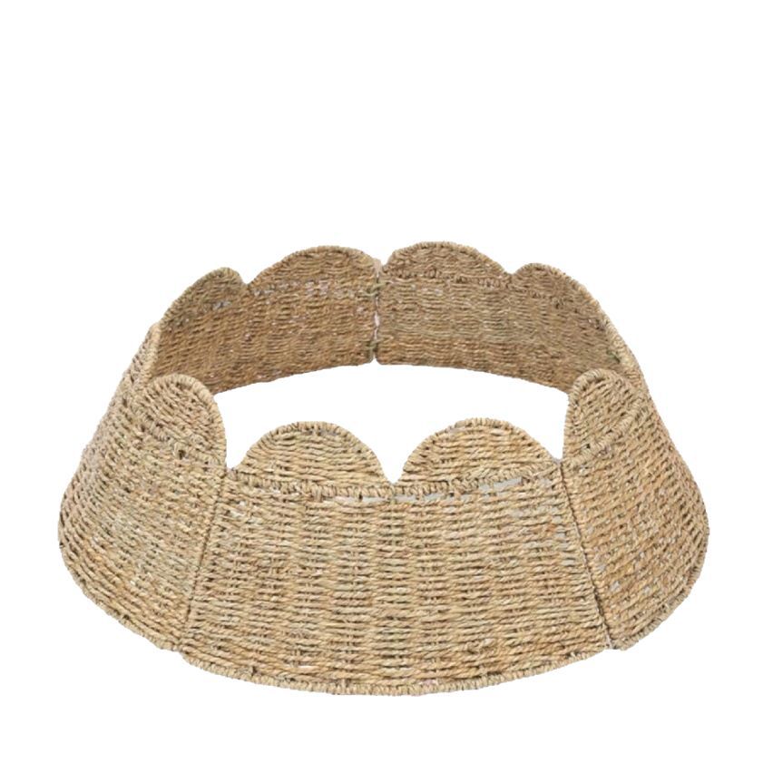 Personalizada falda de Navidad nórdica hecha a mano hierba trenzada desmontable canasta de árbol de árbol decoración de árbol de Navidad