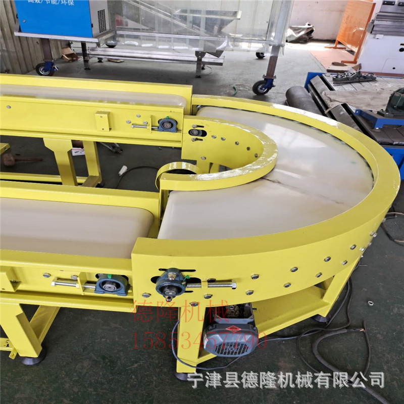 宁津德隆厂家直销转弯皮带输送机弯道传送带流水线不锈钢食品输送