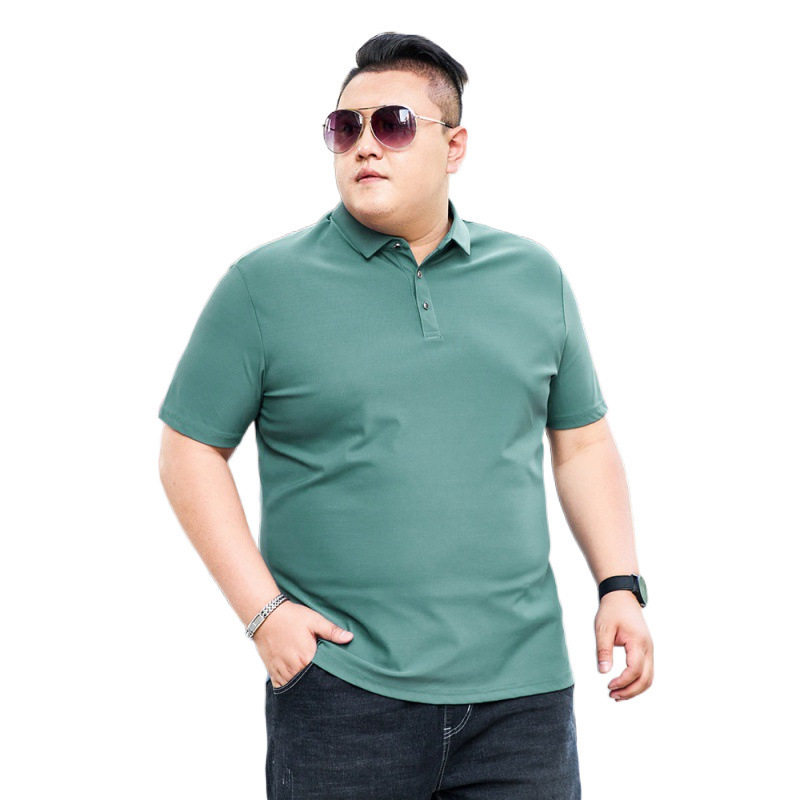 Verano hielo gordo hombre camiseta de manga corta para hombres ganancia de peso polo camiseta gordo tamaño grande suelto media manga grande