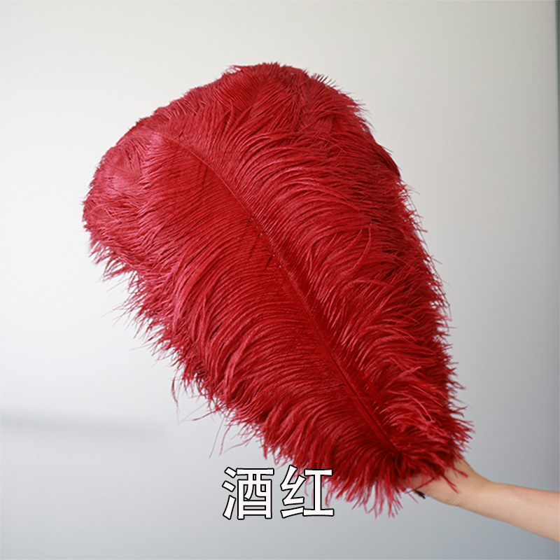 Fabricantes de pelaje de avestruz 50 - 55CM boda guía de la mesa flor de plumas de avestruz adornos de red pared roja plumas de espectáculo de escenario image 22
