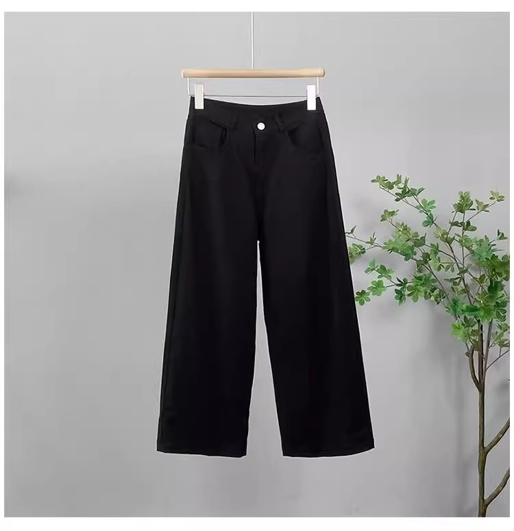 Quần ống đứng nữ cạp cao mỏng nhẹ mùa hè, dáng suông rộng rãi, ống hẹp dần — Màu hồng [tám điểm kiểu mùa hè] chi tiết 15