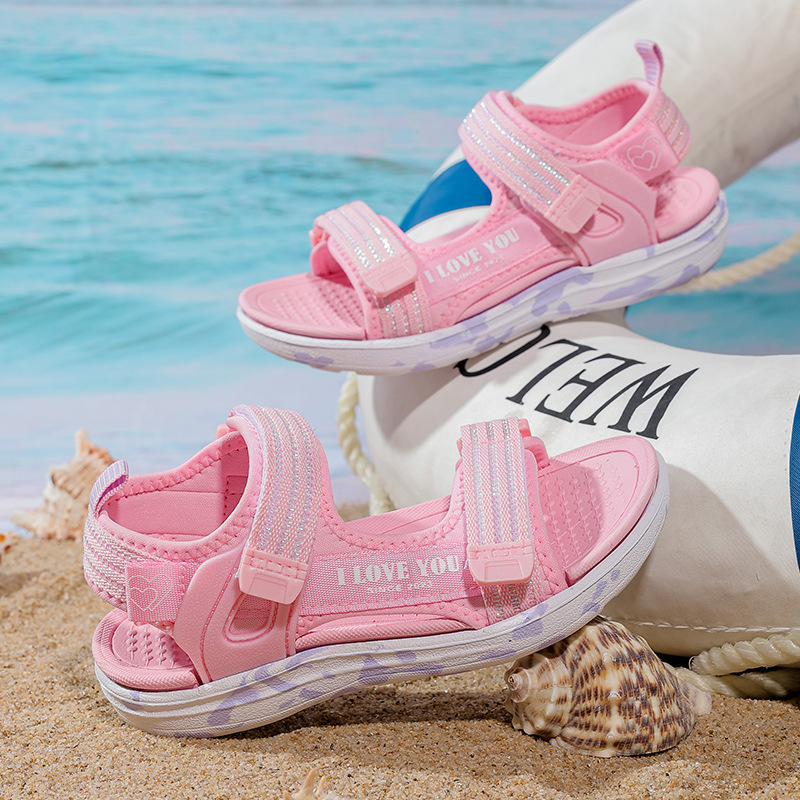 Sandalias de Playa para Niñas de Tela y EVA Suela Suave Antideslizante Ligero para Playa y Verano