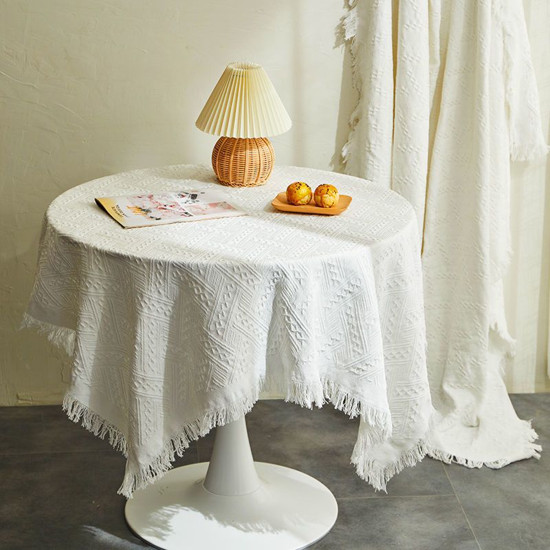白色北欧桌布ins风高级感拍照背景布茶几垫书桌圆桌台布防尘盖布