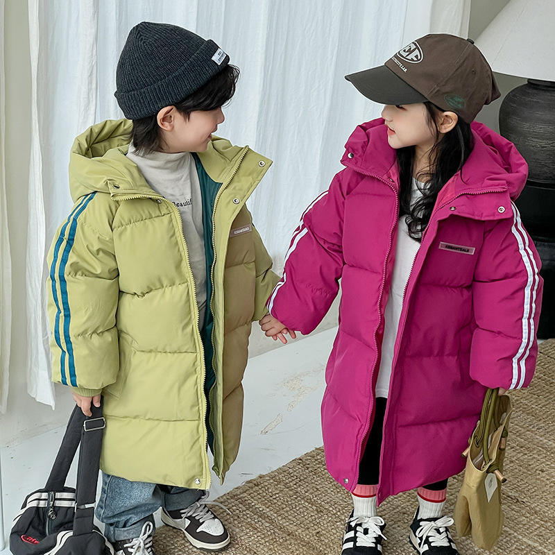 [In stock] Winter new children's thickened cotton-padded clothes mid-length boys' and girls' down cotton-padded clothes children's clothing coat