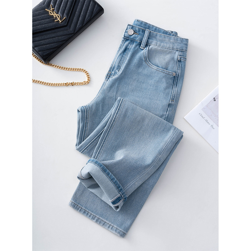 Play in all directions! Great-looking fresh blue jeans cropped baguette pants slim small straight pants straight legs 821