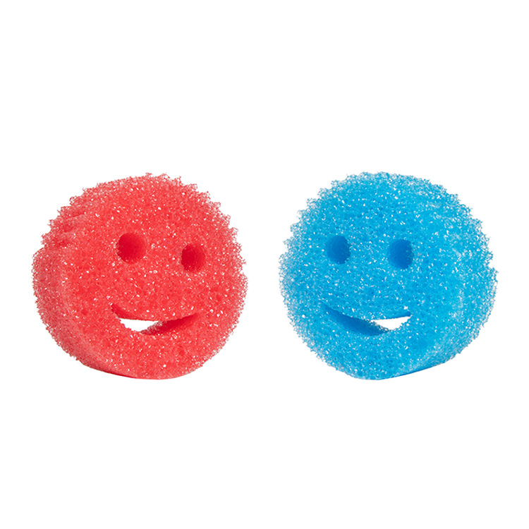 厂家绿色笑脸感温温变海绵块厨房洗碗清洁温感海绵擦