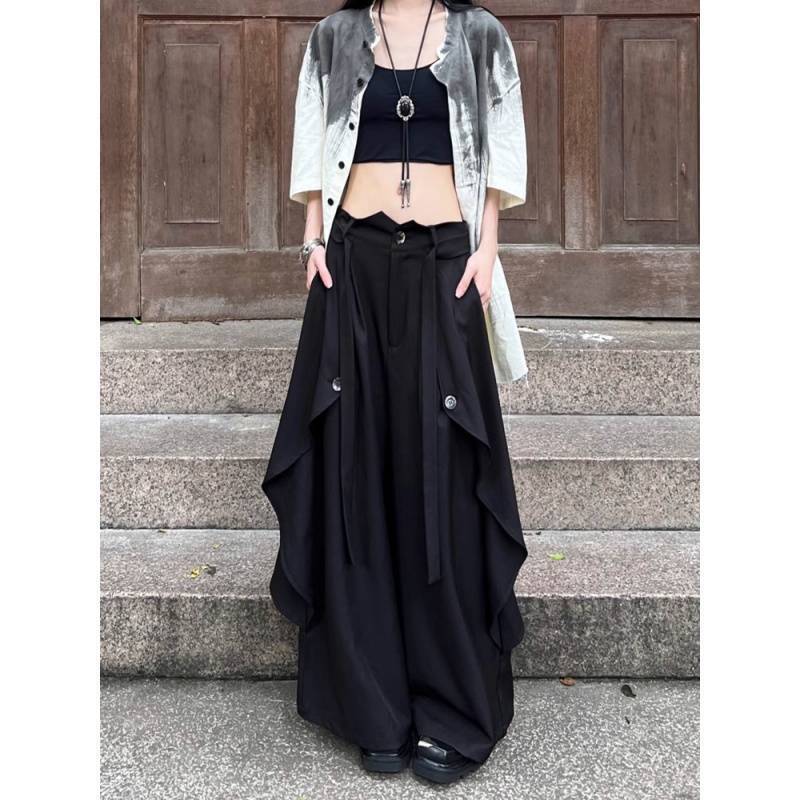 Original Design Pants-Skirt, Niche Gender-Neutral Style, Yamamoto Spring-Summer New Chinese-Style Wide-Leg Skirt Pants for Men and Women Original Design Pants-Skirt, Niche Gender-Neutral Style, Yamamoto Spring-Summer New Chinese-Style Wide-Leg Skirt Pants for Men and Women