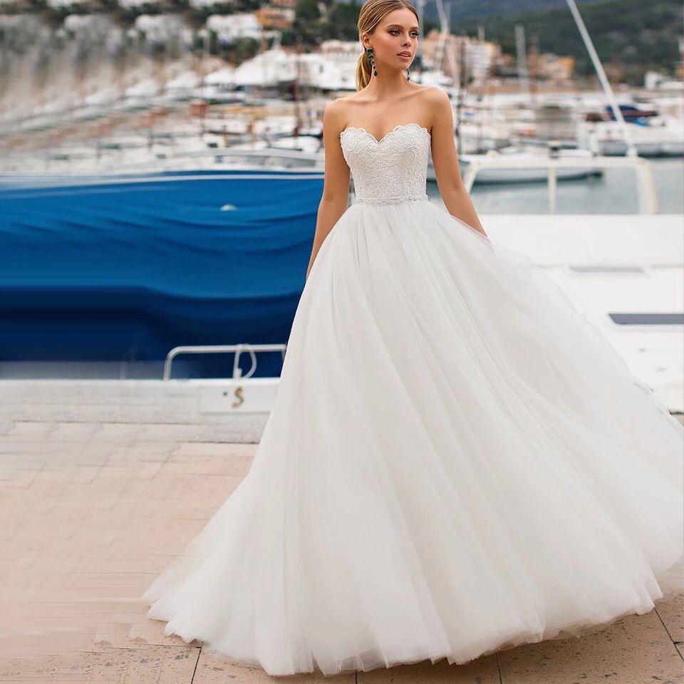 Comercio exterior europeo y americano Amazon AliExpress deseo elegante vestido de novia sexy tubo superior largo elegante simple Personalización de apoyo