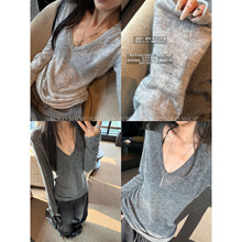 3841#YOLO SHOP ������� ��ɫ����ë����V��ٴ���֯���������