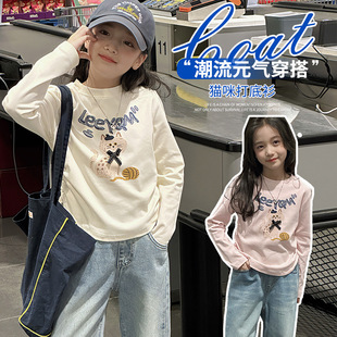 Spring and Autum Girls' Long-Sleeved T-Shirts New Kidsren's Clothing Kidsren's Girls Cartoon Short Tops Outer Wear Bottoming Shirts t Dropshipping