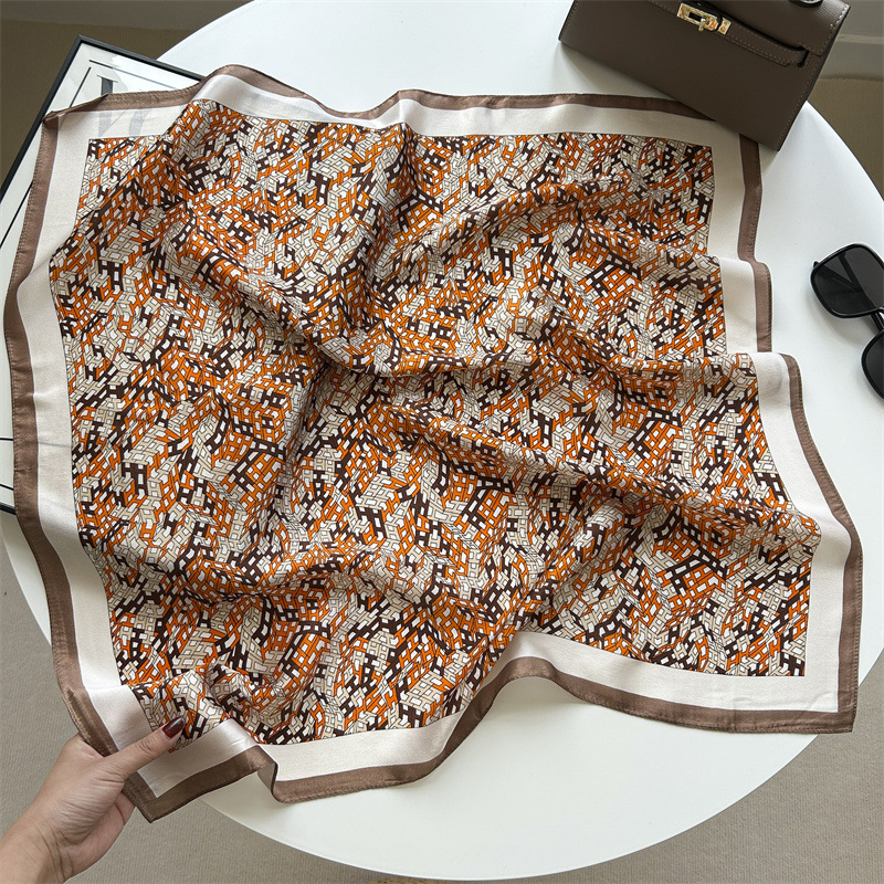 Classic three dimensional silk scarf with letters